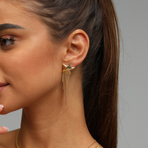 Không Thấm Nước Yếu Tố Biển 18K Mạ Vàng Thép Không Gỉ Hình Học Rong Biển Sứa Hình Dạng Đại Dương Loạt Bông Tai Cho Phụ Nữ - Product Image 3