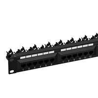 Panel Patch UTP Berkualitas Tinggi 1U 19 Inch Baja Cat5e Cat6 Cat6A 24 Port RJ45 Modular Jack Tanpa Kabel