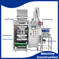 Machine d'emballage verticale automatique 4 côtés sachets liquide 10ml/15ml huile d'olive,piment,miel,moutarde,sauce soja