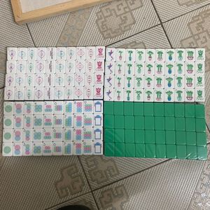 White Ceramic <b>Mahjong</b> Tiles Printed <b>Mahjong</b> <b>Set</b> Color Symbol Game Pieces for Club Casino Home Use - Product Image 6