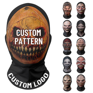 Cagoule d'Halloween imprimée en 3D, masque intégral effrayant, motif crâne de clown d'horreur, couvre-visage respirant pour cosplay et fête costumée - Product Image 2