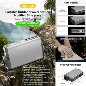 OEM 32000mAh 150W <span class=keywords><strong>พา</strong></span><span class=keywords><strong>ว</strong></span><span class=keywords><strong>เวอร์</strong></span><span class=keywords><strong>แบงค์</strong></span>สำหรับใช้งานกลางแจ้ง พร้อม PD 100W, สถานีชาร์จแบบพกพาที่รวดเร็<span class=keywords><strong>ว</strong></span>สำหรับแล็ปท็อป แคมป์ปิ้ง ท่องเที่ยว เครื่องกำเนิดพลังงานแสงอาทิตย์ - Product Image 2