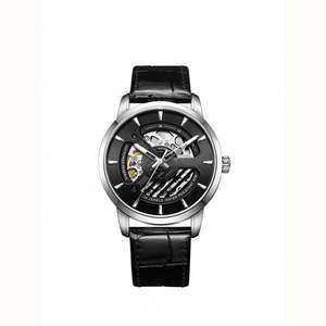 Montre mécanique ajourée de luxe pour homme, automatique, étanche, bracelet en cuir, cadeau, vente en gros - Product Image 1