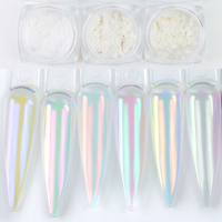 Pigment chromé Aurora arc-en-ciel en vrac 1g/pot, poudre à ongles chromée clair de lune, poudre Aurora caméléon, décoration pour ongles