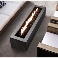 Table rectangulaire de foyer en béton de taille personnalisée pour l'extérieur vente à chaud d'usine OEM ODM Chauffe-terrasse pour jardin feu de joie
