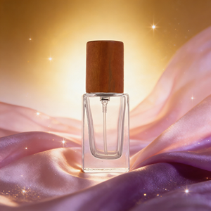 Flacon de <span class=keywords><strong>parfum</strong></span> carré en verre de haute qualité de 15 ml avec pulvérisateur et bouchon en bois, vide - Product Image 1