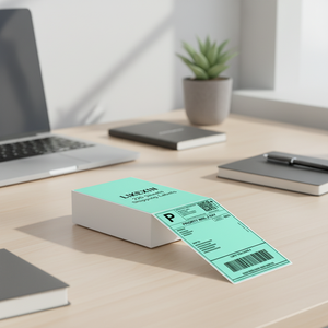 4x6 Green Heat Sensitive Adhesive Thermal Shipping <b>Labels</b> A6 Z-fold or Delivery <b>Address</b> Fanfolded 200 Sheets - Product Image 2