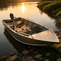 Bateau utilitaire en aluminium robuste de 3,3 m, capacité de charge de 700 kg, soudé, résistant à la corrosion, pour la pêche en eau peu profonde, l'aquaculture et les loisirs