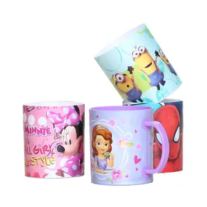 leuke herbruikbare cups Suppliers-Hoge Kwaliteit Herbruikbare Leuke Cartoon Gedrukt Tandenborstel Plastic Cup Kids Cup