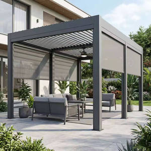 Pergola bioclimatique motorisée en aluminium avec lames orientables blanches, <span class=keywords><strong>abri</strong></span> pour <span class=keywords><strong>cuisine</strong></span> extérieure - Product Image 5