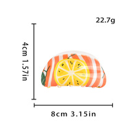 Pince à cheveux personnalisée avec logo, forte adhérence, en acrylique, 8 cm, motif fruits et légumes, pince requin mignonne