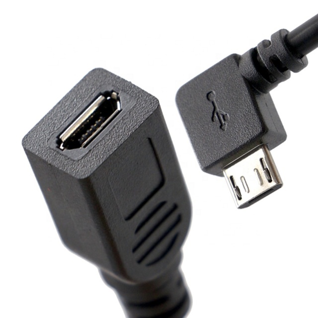 CUSTOM 90 Degree Right Angle Male to Female Micro USB Cable