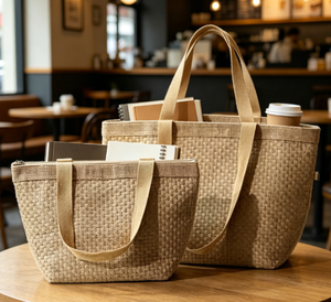 Eco Reusable Letter Pattern Tote Bag Custom Women Fashion Shoulder <b>Handbag</b> Burlap Linen Jute for Activity Travel - Product Image 1