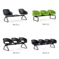 Chaise d'attente 3 places en fer argenté pour salle d'attente clientèle, hôpital, aéroport, banque, centre commercial, avec accoudoirs, usage commercial, facile à nettoyer