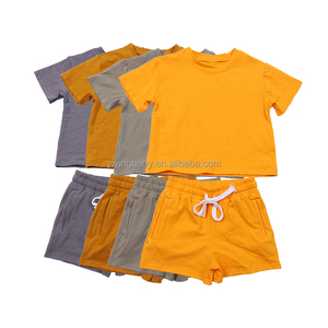 Set di abbigliamento estivo per bambini con Logo personalizzato t-shirt e <span class=keywords><strong>pantaloncini</strong></span> in cotone Casual 2 pezzi set di abbigliamento per ragazzi all'ingrosso - Product Image 2