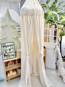 Canopée de <span class=keywords><strong>lit</strong></span> avec franges à pompons et bordure brodée - <span class=keywords><strong>Rideau</strong></span> élégant <span class=keywords><strong>pour</strong></span> décoration de mariage/maison - Product Image 6