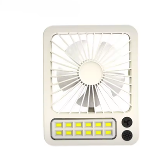 Ventilador Solar Portátil Moderno para Camping, 5 Aspas, Luz LED Regulable, Motor DC de 2 Velocidades, Bajo Ruido, Batería de Alta Capacidad ABS - Product Image 1