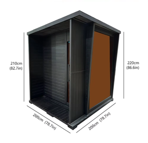 Sauna Exterior de Madera Sólida de Cedro Rojo para 4 Personas, Diseño Cuadrado Negro de Lujo, para Jardín o Patio Trasero, con Estufa - Product Image 3