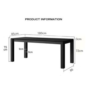 Dining <b>Table</b> Rectangular Solid Wood Black Ash Modern Minimalist Nordic Style Large Slab <b>Desk</b> Chair Set - Product Image 2