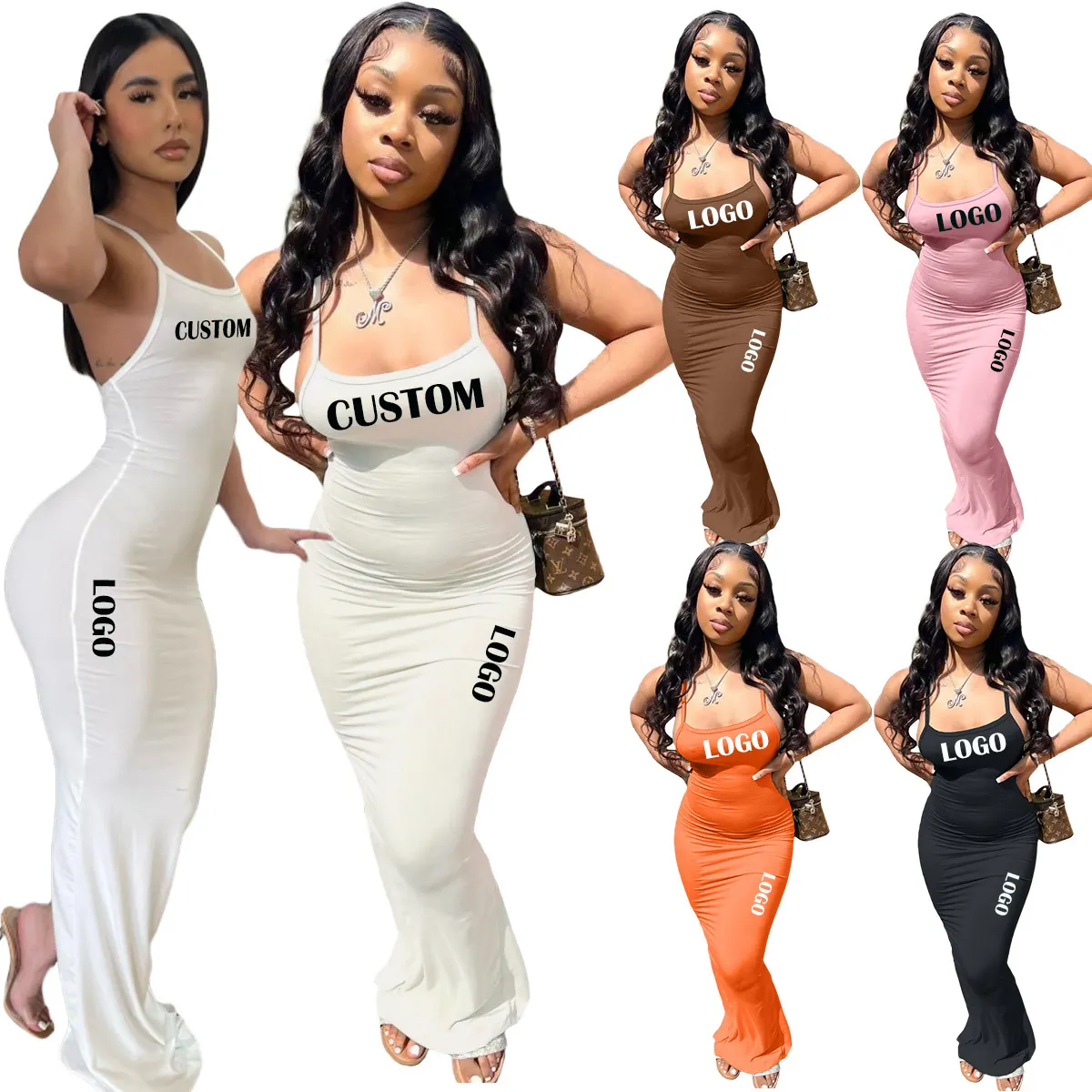 L315 Hot Verkoop Zomer Custom Jurken Plus Size Vrouwen Kleding Club Backless Maxi Vrouwen Jurken Sexy Bodycon Cami Casual Jurken