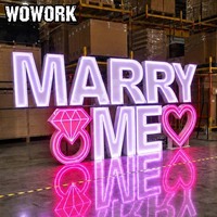 WOWORK Vente flash Lettres et chiffres géants en métal pour mariage, décoration extérieure, empilables, 3 pieds, 4 pieds, lettres lumineuses LED pour événements, fournitures de fête