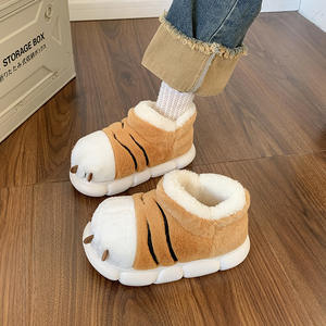 Chaussons d'hiver pour femmes, mignons et amusants, en coton, en peluche, avec pattes <span class=keywords><strong>de</strong></span> <span class=keywords><strong>tigre</strong></span>. - Product Image 1