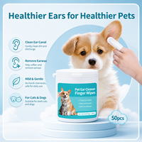 Lingettes pour Oreilles d'Animaux de Compagnie en Gros du Fabricant, Lingettes Ultra Douces à l'Eau Pure pour l'Élimination de la Saleté des Chiens, 50 Lingettes par Baril