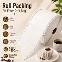 Cailyn Sachet filtre à café personnalisé thermoscellé à oreilles suspendues, dose unique, jetable, qualité alimentaire, imprimé en héliogravure, en tissu tissé PP