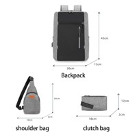 Set de Mochila para Portátil de Oficina para Hombre de Gran Capacidad al por Mayor 3 en 1, Bolsa de Viaje de Negocios Impermeable con Cierre de Material Poliéster