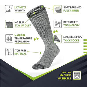 Merino Wool Caminhadas Camping Meias Térmica Quente Tripulação Inverno Bota Meia Térmica para Homens e Mulheres - Product Image 3