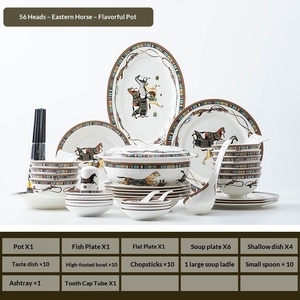Assiettes et bols en céramique de Jingdezhen, vaisselle en porcelaine fine (bone china) motif cheval, ensemble de plats pour la maison, coffrets cadeaux - Product Image 6