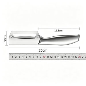 Éplucheur de fruits et légumes professionnel en acier inoxydable, lame incurvée entièrement métallique, outil d'épluchage manuel pour restaurant - Product Image 5