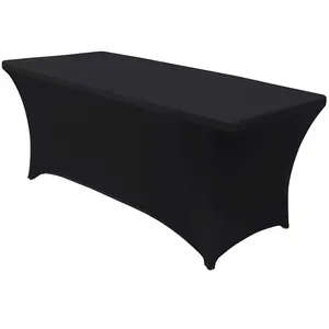 360 Logo Rectangle Black Polyester Tablecloths Party Banquet Wedding Stretch Spandex 6ft Table Cover Table Cloths