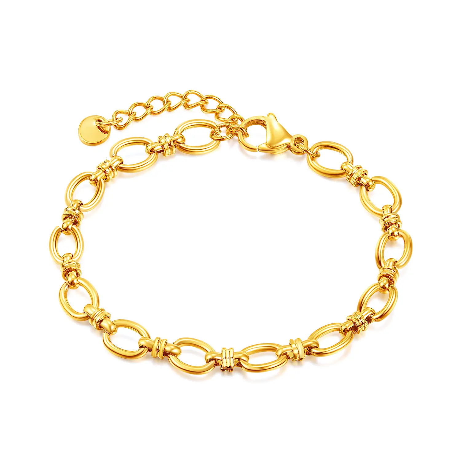 Minimalist Trendy Thick Links Mens 4mm Twist Chain 18K Gold Plated Stainless Steel Chunky Rope Chain Bracelet for Women