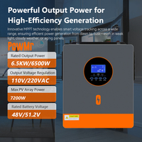 PowMr Tersedia Inverter Surya Split Phase 110V/220Vac 6.5KW 48Vdc untuk Sistem Surya