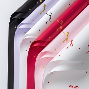 Bowknot Pattern Korean-Style Matte Paper Fresh Flower Art Materials Packaging Waterproof Plastic Packaging