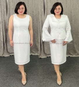 Vestido Formal de Talla Grande para Mujer, Vestido Blanco Formal para Iglesias - Product Image 1