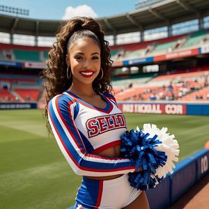 Custom High Quality <b>Sexy</b> Women's Football Cheerleading <b>Uniform</b> Set Heat-Transfer Printed Breathable Comfortable Jersey Skirt - Product Image 3