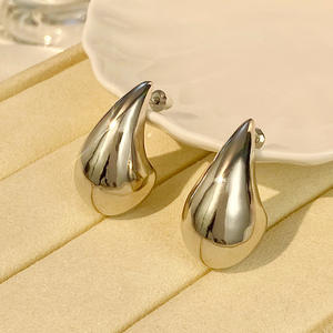 Pendientes de Aro con Forma de Gota de Agua, Chapados en Oro, Unisex, Joyería de Moda, Aleación, Color Oro Blanco - Product Image 4