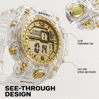 Montre numérique transparente en gros, 5 couleurs, écran LCD, heure mondiale, alarme, LED verte, cadeau sportif