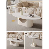 Nouvelle table basse et table à thé ovale en pierre frittée 2026 avec structure métallique et design décoratif pour petit salon, mobilier de maison