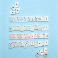 Ensemble de Mahjong Américain Pliable et Portable de Luxe pour 4 Joueurs, 160 Tuiles Acryliques Peintes à la Main, Écologique, Décoration Blanche