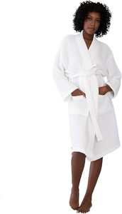 Kimono <strong>Waffle</strong> <strong>Robe</strong>-Lightweight 100% Cotton Spa <strong>Robe</strong> for Summer/Autumn All-Day Lounging-Breathable &amp; Quick Dry - Product Image 2