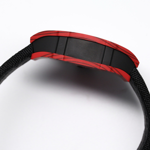 Montre automatique de luxe 2025 ultra-légère avec bracelet tissé noir et boîtier texturé rouge, le choix privilégié des hommes riche - Product Image 4