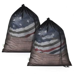 Grand sac à linge en filet pliable et réutilisable avec cordon de serrage pour machine à laver, idéal pour les voyages, l'hôtel et la maison - Product Image 1