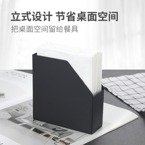 Stainless Steel Napkin Holder <b>Black</b> With Wooden Base Large Size For Dining Room - Product Image 3