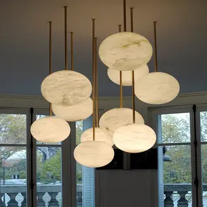 Tùy chỉnh cụm Globe ánh sáng mặt dây chuyền Alabaster Đèn chùm sáng tạo Trần bong bóng bóng đá cẩm thạch trang trí cho phòng ngủ phòng khách