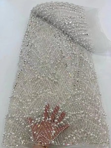 New Jacquard căng thêu Net Tulle Bridal ren vải với ren Sequins cho Girls 'dresses - Product Image 5