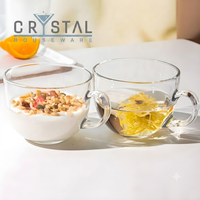 Mug à café en verre transparent CRYSTAL 450 ml (16 oz) avec poignée, grande capacité, pour boissons froides, latte, lait, en verre sodalime blanc de haute qualité