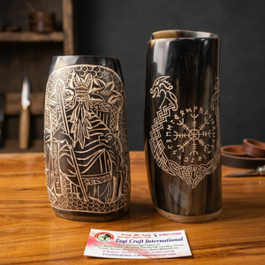 Top Notch Quality Natural Handmade Buffalo Horn Mug Sustainable Viking Style for Christmas Parties Valentine's Taqi Crafts - Product Image 1
